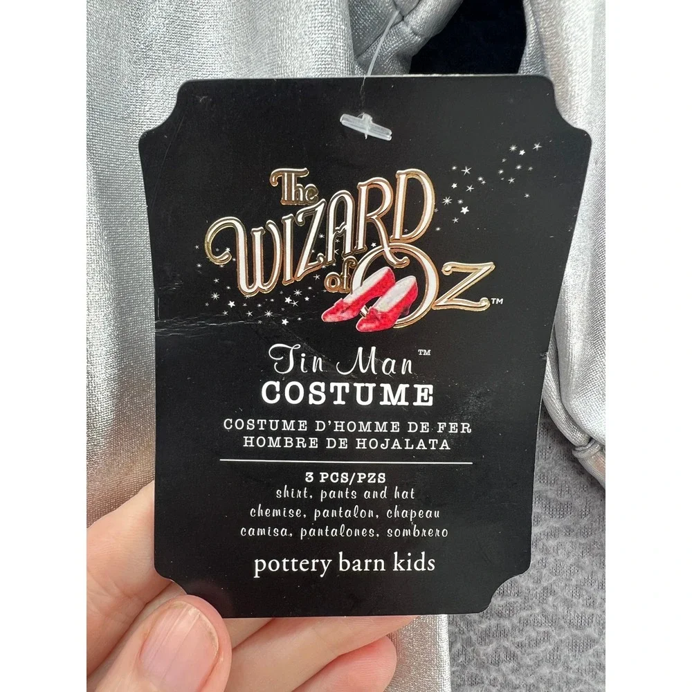 Pottery Barn Kids Wizard of Oz Tin Man Costume Silver Metallic 3-Piece Set 49157 - Picture 13 of 16